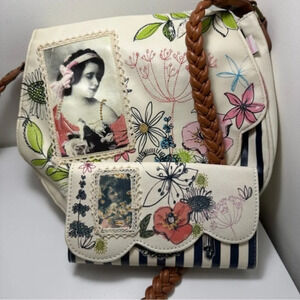 Vintage floral crossbody bag & wallet  set mademoiselle by disasterdesigns.co.uk